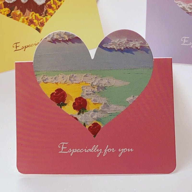 Wholesale of 10pcs/pack Mother's Day Love 3D Oil Painting Flowers Paper Greeting Cards